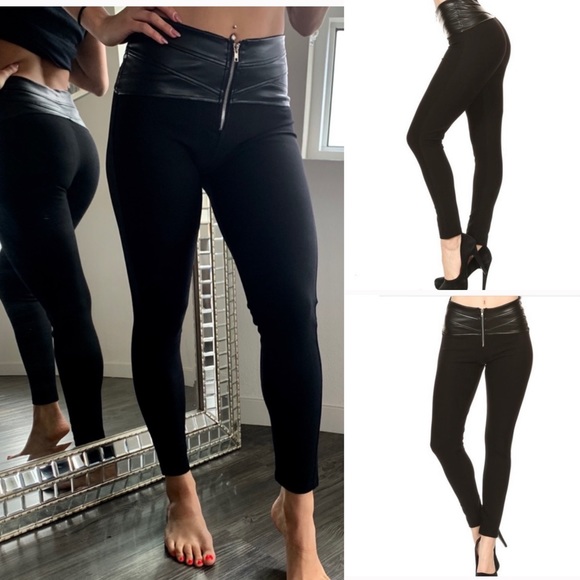 Pants - RESTOCK! Olivia Leather Waist Zip Leggings